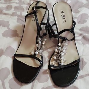 dress sandals with pearl detailing